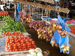 Vegetables for sale at market in Malawi